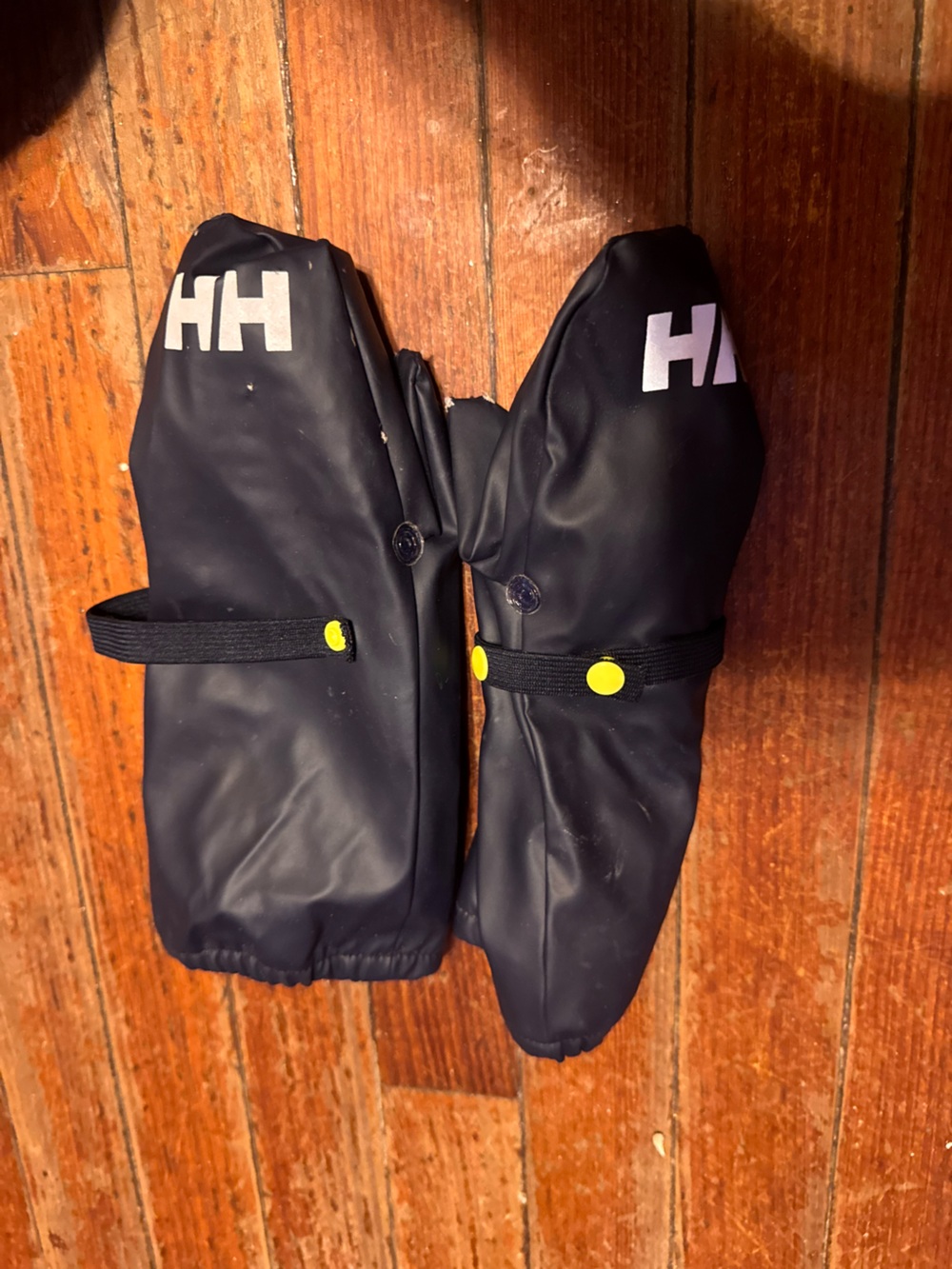 Helly Hansen Kids Navy Black Waterproof Mittens with Yellow Accents